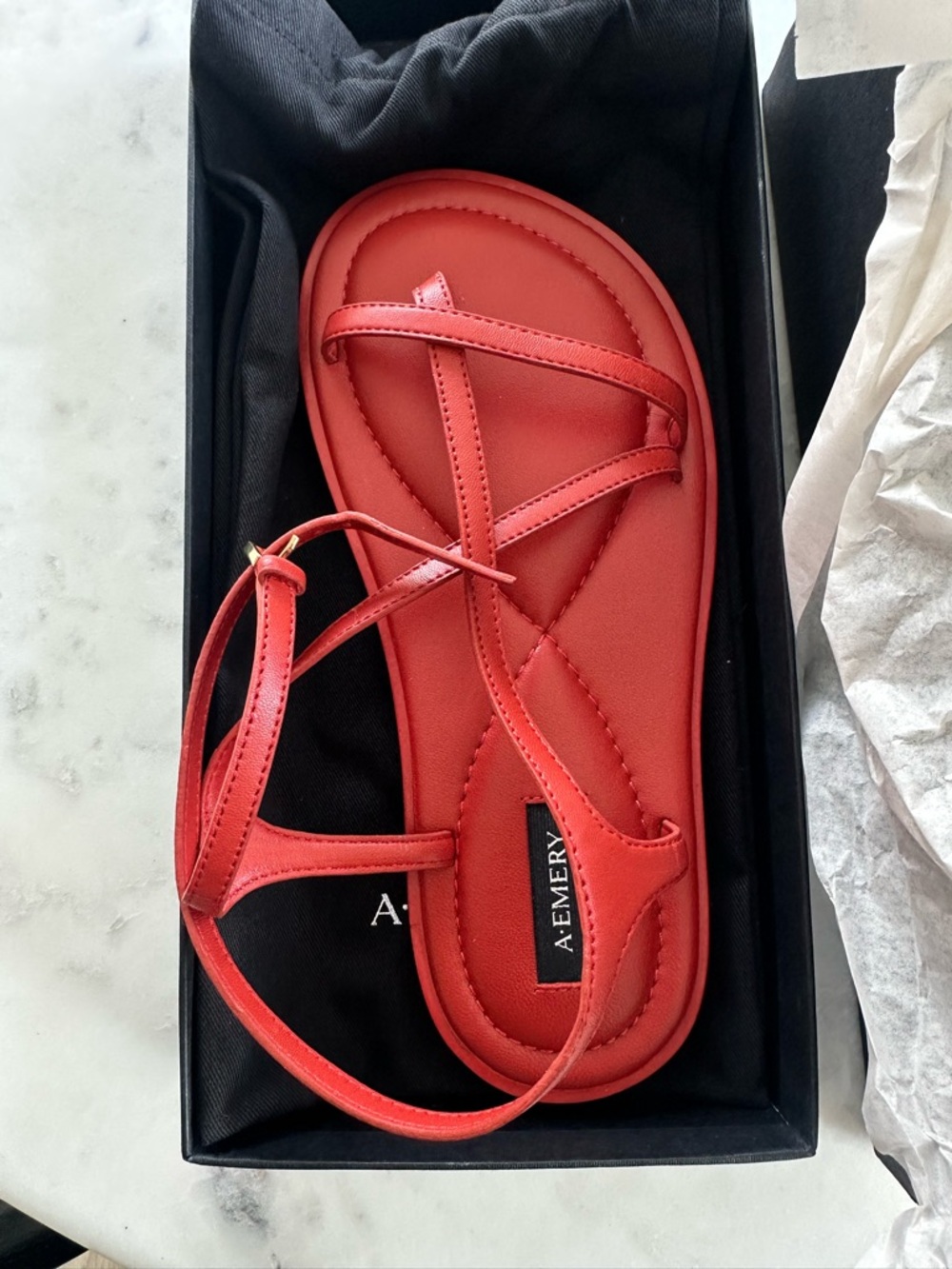 Women's Strappy Flat Sandals - Red - Picture 3 of 9